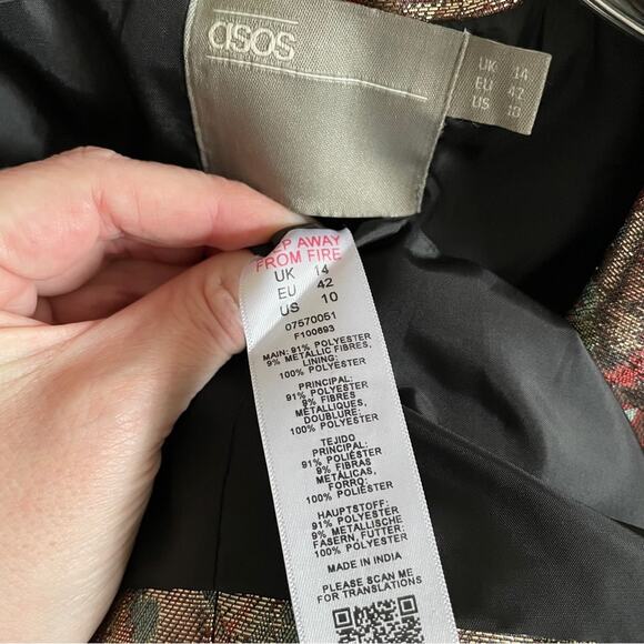 ASOS Floral Golden Metallic Jacquard Blazer - Picture 9 of 9